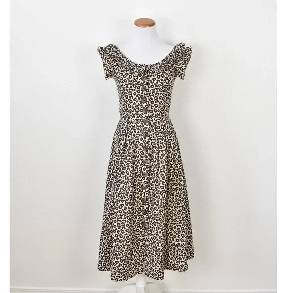 Sea New York Lottie Leopard Midi Dress - 0 - Picture 1 of 11